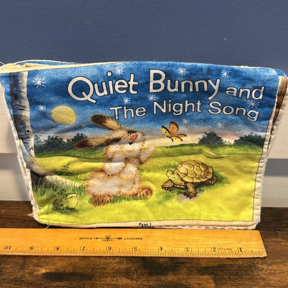 QUIET BUNNY and the Night Song, Handmade Cloth Book, Soft Book - Picture 4 of 4